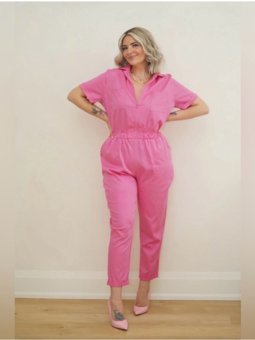 Smash + Tess Kimi Coveralls in Papaya Pink